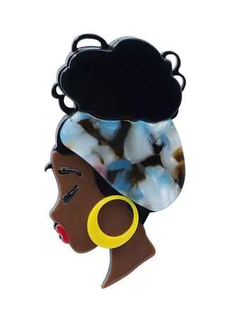 1pc Handmade Acrylic Girl With Headscarf Brooch, Vintage Badge Pin. Note That Due To Different Production Batches, There May Be Some Color Variations.