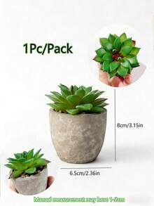 1 pot de plante succulente artificielle, plante succulente décorative factice avec pot gris, convient pour le bureau, les étagères, le bureau, la maison, la salle de bain et autres petits espaces, excellent cadeau pour la Saint-Valentin - Vert - Voir 5