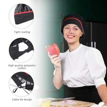 3 Piezas Gorro de Chef con Elástico, Gorro de Cocina para Mujeres en Servicio de Alimentos, Redecilla para el Cabello, Gorra de Malla Ajustable, Reutilizable y Lavable, Gorro de Chef para Mujeres - como en la foto - Ver 6