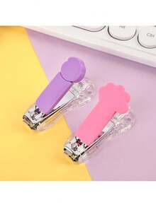 1 件，可爱卡通动物造型指甲钳，马卡龙色透明指甲剪，PVC 底座，卡通风格男女通用指甲修剪器。 - 彩色 - 查看 7