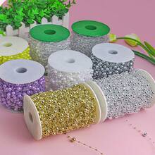 10米纯色柠檬圣诞串珠花环，圣诞装饰鱼线串珠链，适用于圣诞树、商店橱窗、节日装饰 - 彩色 - 查看 2