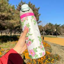 0walaa 32oz  This Stainless Steel Water Bottle Keeps Drinks Warm For Up To 12 Hours, Making It Perfect For Coffee, Tea, And Other Beverages. Available In A Variety Of Colors, It Features A Heat-Resistant And Drop-Proof Coating, And A Double-Walled Insulated Straw To Prevent Leaks. It's Easy To Carry And Ideal For Commuting, Exercising, Working, Or Camping. - trắng - Xem 1