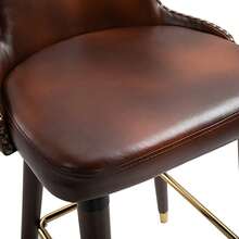 Set Of 2 HOMCOM Bar Stools, Elegant Bistro Chairs With Footrest And Backrest, Dining Chair, Brown PU, 52 X 53 X 101 Cm - Maroon - View 8