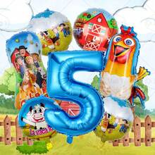 7件套农场主题气球套装，包含32英寸数字1-9气球、小鸡造型气球和圆形气球，适合生日、周年纪念、毕业典礼、夏季庆祝派对装饰，也是送给儿子或女儿的惊喜礼物。 - 藍色 - 查看 7