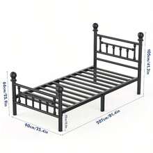 Black Striped Bed Frame - 90*190*89cm(3FT) - View 4