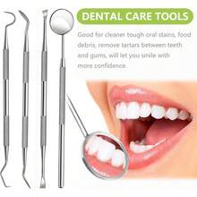 Dental Cleaning Tool Kit, Stainless Steel Oral Care Tools, Toothpicks, Suitable For Daily Teeth Cleaning, Travel Essential, Stainless Steel Dog Dental Care Set - White - View 6