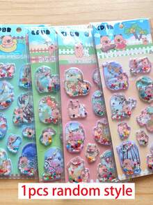 3D可爱小熊注水装饰贴纸，卡通动物闪亮水晶贴纸，趣味装饰贴纸，适用于水瓶、冰箱、手机壳、笔记本、剪贴簿、奖励礼品 - 彩色 - 查看 9