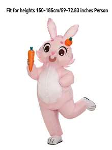 1 Set Inflatable Bunny Costume Full Body Jumpsuit Cosplay Costume Funny Fancy Dress Blow Up Rabbit Mascot Costume For Cosplay Party, Easter, Halloween, School Opening Ceremony, Extracurricular Activities Festival, Valentine's Day Costume