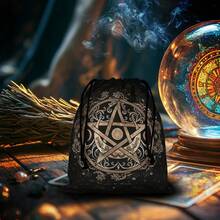 1pc Elegant Moon & Sun Mandala Spiritual Altar Cloth, Starry Sky Tablecloth, Occult Astrology Black Divination Mat, Tarot Cloth, Boho Style Gaming Mat, Home Decor - Black - View 14