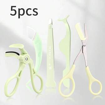 5 Peças Conjunto de Ferramentas de Maquiagem para Cílios, Adequado para Todos os Formatos de Olhos, Inclui Modelador de Cílios, Pinça, Tesoura de Sobrancelha, Lâmina de Sobrancelha, Escova de Cílios, Excelente Efeito de Encaracolamento, Unissex - Ideal para Casa e Salão, Suprimentos de Salão de Beleza, Barato, Enfeites de Meia, Maquiagem, Ferramentas de Maquiagem, Coisas Baratas, Presentes, Presentes para Mulheres, Presentes de Natal