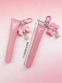 Tube de brillant à lèvres avec pendentif perle papillon, tube de brillant à lèvres rechargeable, tube de correcteur vide, tube de brillant à lèvres à pression douce, contenant de recharge de rouge à lèvres multifonction, cadeau de mode essentiel pour petite amie, amant, mariée, demoiselle d'honneur, famille, convient pour les voyages, la Saint-Valentin et les cadeaux du Ramadan - Multicolore - Voir 11