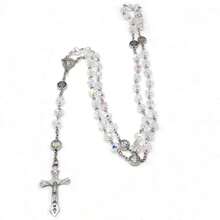 1PCS Pink Crystal Cross Rosary Necklace Transparent Colorful Crystal Necklace Jewelry - Seven-color Crystal Rosary Necklace - View 13