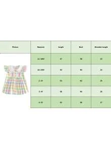 Toddler Girls' Pastel Rainbow Easter Dress, Colorful Plaid Button Down Dress With Bunny Embroidery  Flutter Sleeves, Spring - Mixed Colors - View 8
