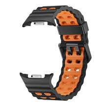 Marine Silicone Sport Band Compatible With Samsung Galaxy Watch 8 Classic 46mm Men Women, Soft Silicone Sport Breathable Band For Galaxy Watch 8 Strap 44mm 40mm,1*Black/Orange - 1*黑色/橙色 - 查看 3