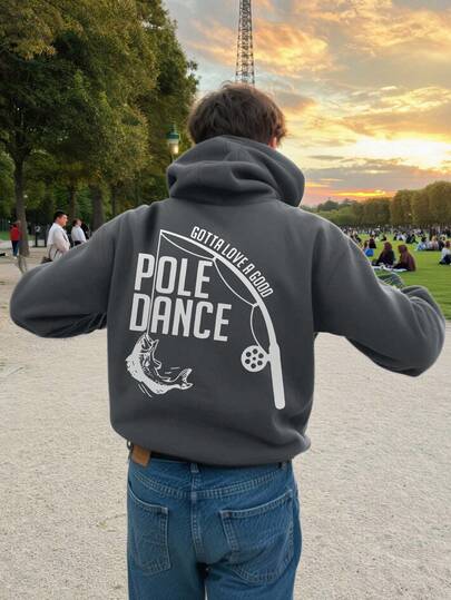 Sudadera con capucha casual de calle para hombre con estampado abstracto de pesca, primavera/otoño