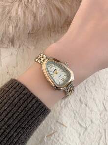 1pc Women's Oval Quartz Watch, Elegant & Fashionable, Suitable For Daily Wear, Also Great As Birthday/Graduation Gift Or Casual Gathering - 金色 - 查看 5