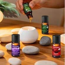 香薰精油套装，新鲜水果和植物香氛精油，适用于香薰机、加湿器、DIY香水、肥皂和蜡烛制作，包含薰衣草、玫瑰、迷迭香、佛手柑、柠檬草、薄荷精油 - 黑色 - 查看 8