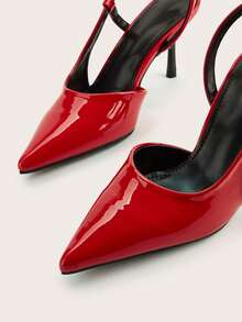 Tacones de aguja minimalistas con hebilla para fiesta/oficina - Rojo - Ver 4