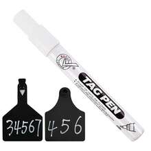 Bolígrafo para marcar etiquetas de oreja MarFKing, tinta blanca, con tinta especial que penetra en las etiquetas de oreja del ganado, de larga duración y no se desvanece - Tinta blanca 1 pieza - Ver 1