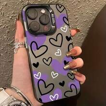Funda de Teléfono Láser Negra Púrpura, Negra y Blanca en Forma de Corazón, Adecuada para Samsung Galaxy A02 A03S A04 A05S A06 A13 A14 A15 A16 5G A21S, Funda Completa a Prueba de Caídas A22 A23 A24 A25 A32 A34 A35 A50 A52 A53 A54 A55 A73 S21 Ultra S22 Plus S23+ - Estilo 1 (1 pieza) - Ver 1