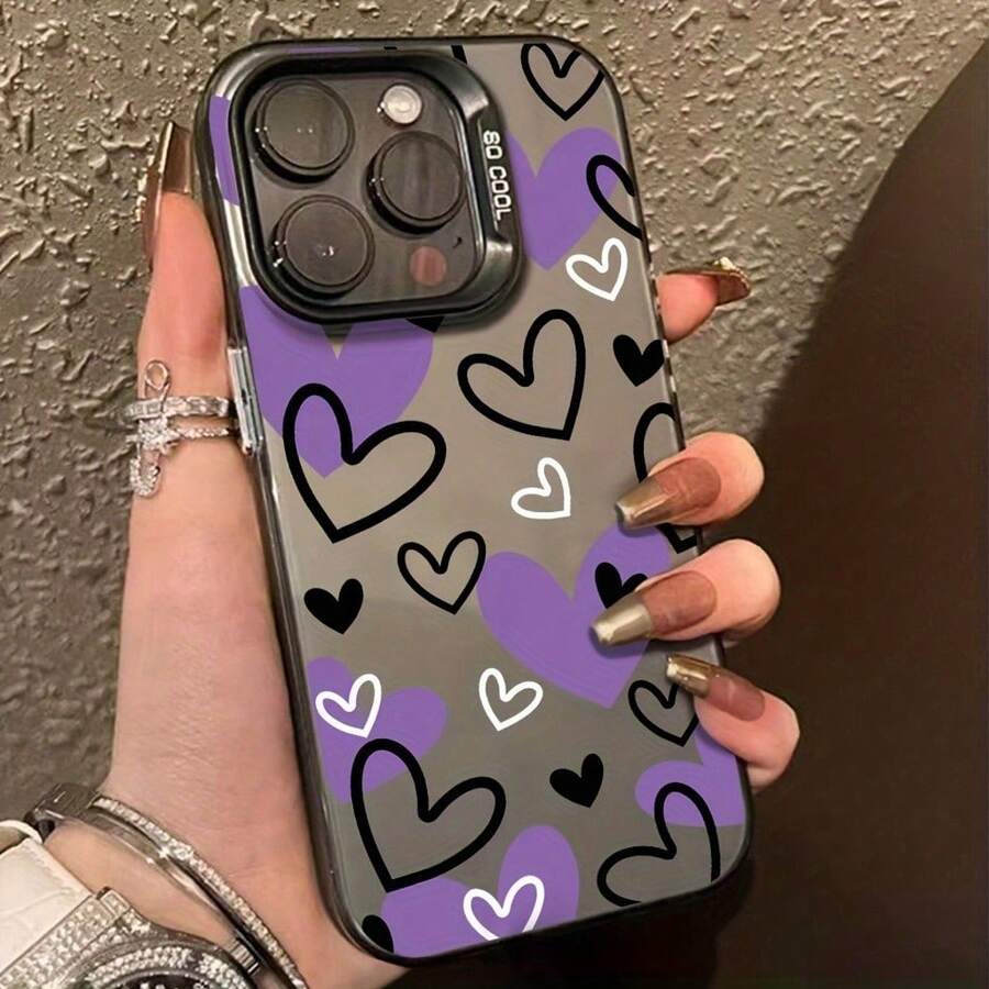 Funda de Teléfono Láser Negra Púrpura, Negra y Blanca en Forma de Corazón, Adecuada para Samsung Galaxy A02 A03S A04 A05S A06 A13 A14 A15 A16 5G A21S, Funda Completa a Prueba de Caídas A22 A23 A24 A25 A32 A34 A35 A50 A52 A53 A54 A55 A73 S21 Ultra S22 Plus S23+ - Estilo 1 (1 pieza) - Ver 1
