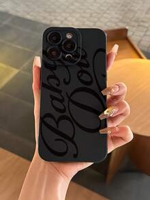 1PC, Hot Selling Calligraphy Pattern Design Printed Black TPU Phone Case, Shockproof Protection, Screen And Camera Protection, Matte Simple And Lightweight Compatible With 17/17Air/17Pro/17ProMax, 16/16Plus/16ProMax, 15.14, 13, 12, 11 Series, Suitable For Samsung Galaxy S22, S23, S24, S25 PLUS ULTRA Series, Revival Festival Gifts, Christmas And Halloween Decorations/Birthday Gifts, Girlfriends, Boyfriends, Friends Or Oneself - 黑色 - 查看 5