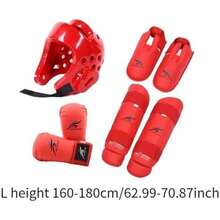 Conjunto de Equipo de de Karate, Espinilleras, Casco de Entrenamiento de Boxeo, para Artes Marciales, Sanda, Agarre - rojo l - Ver 2