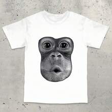 Funny Monkey Shirt, Thinking Monkey Meme Tee, 90s Vintage Bootleg Monkey Top, Gen Z Brain Rot Cringe Shirt,  Unhinged Monkey T-Shirt - 白色5 - 查看 7