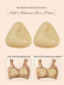 2pcs Breathable Self-Adhesive Triangle Bra Pads, Swimsuit Bra Inserts - Apricot - View 8