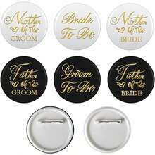 6 st nålar för blivande brud och blivande brudgum och brudgummens mor och brudgummens far och brudens mor, nålar med märke i plåt till brudduschen, brudduschset, tillbehör till bröllopsfesten, brudduschgåva - Multifärgad - Visa 1