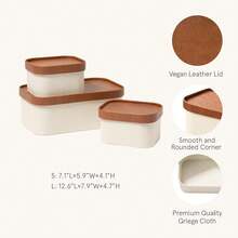 Beige Decorative Storage Boxes With Lids, Storage Baskets With Leather-Like Lids, Sturdy Stackable Paper Boxes Decorative Tray, Modern Basket Organizer Bins For Jewelry Shelve Bathroom Bedroom - Beige - View 3
