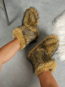 New Fashion Women's Over-The-Knee Snow Boots, Warm And Non-Slip For Winter, Faux Fur Trim, Stylish Design - Brown - View 5
