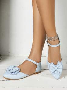 1双少女平底便鞋，休闲户外舒适真皮鞋，适合聚会、工作等场合 - 藍色 - 查看 7