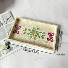 1个INS风贝壳镶嵌装饰托盘，彩色拼布方形，手工镶嵌。适合装饰客厅茶几、餐桌和日常收纳。也可作为节日礼物和派对餐桌装饰。适合女性收纳整理、旅行必备、返校宿舍收纳和房间装饰。 - 彩色 - 查看 14