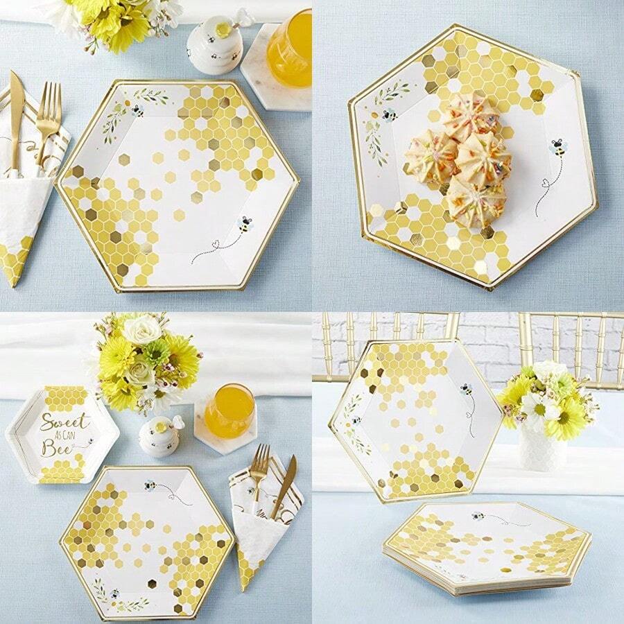 Kate Aspen Sweet as Can Bee Baby Shower 9 pulgadasResistente al calor, sólido, material de grado alimenticio - Abejadulcecomolata - Ver 1