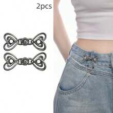 2/6pcs Women Pants Tightener - Denim Waist Cincher Clips And Pins, Make Waist Slimmer - Adjustable Waist Clip Waist Belt Adjuster, Elegant Button Pin Design, Minimalist, Perfect As Gift, Daily Waist Cincher, Gold/Silver/Black - Multicolor - View 16