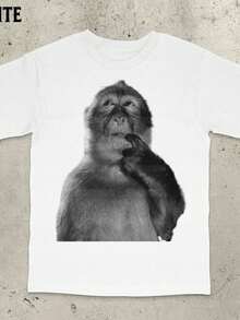 Funny Monkey Shirt, Stupid Meme Tshirt, Dank Memes Tee, 90s Vintage Bootleg, Odd Core - White - View 12