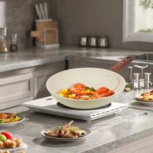 1pc/3pcs Set Nonstick Frying Pan Set (7.4/9.7/11.3 Inch) - Wooden Handle, Easy To Clean Cookware, Universal For Gas, Induction, Electric Stove (Single/Set Available) - White - View 10