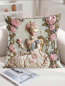 Designer French Pillow Cover 4545cm - Hand-Painted Floral Art, Premium Washable Polyester, Luxury Living Room Accent, Style Elevator* - Multicolor - View 6