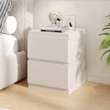 Living And Home 2-Drawer Wooden Nightstand Bedside Table In Grey/Warm White/Walnut - Warm White 40 cm (W) X 30 cm (D) X 41 cm (H) - View 3