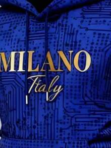 [Shop's Best-Seller2pcs Set] Men's Fashion Urban Style Blue Milano Circuit Board Printed Hoodie Set - Suitable For Daily Travel & Italian Personal Outfit Occasions - Màu hỗn hợp - Xem 4