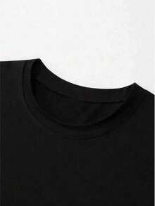 Women's Black T-Shirt - Classic Crew Neck Short Sleeve Basic Tee For Daily Wear, Soft Cotton Casual Top - 黑色 - 查看 3