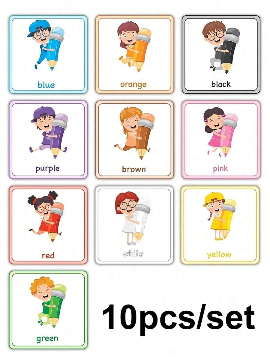 彩色单词卡片 - 英语学习词汇卡片，常用单词卡片，适用于学校、学生、文具、学习用品、英语字母、自然拼读卡片、文具卡、情绪玩具、单词卡片 - 彩色 - 查看 1