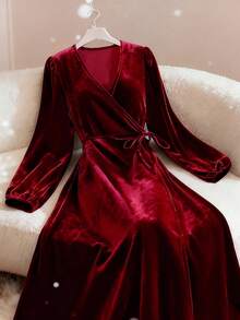 女士新款时尚优雅长款派对礼服，情人节礼服，派对礼服