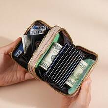 Cool Cat Printed Short Wallet, Fresh And Simple PU Shiny Organ Card Bag, Coin Wallet Zipper Bag, Portable Small Wallet, Suitable For Daily Outings Or As Gifts, Exclusive Wallet For Pet Enthusiasts - one-size - View 5