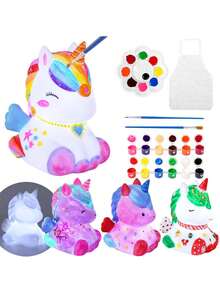 Pinta Tu Propia Lámpara, Lámpara de Unicornio Pintada, Kits de Pintura para Manualidades Infantiles, con Pinceles y Delantal, Regalos para Niños y Niñas,37499012 - Amarillo - Ver 1