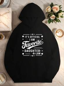 Cozy Plus Size Hoodie For Women - Casual Longeeve With Geometric Print, Drawstring And  Pocket, Polyester Knit Pullover Sweatshirt, Hine Washable - Perfect Gift For Favorite Daught_016 - Đen 10 - Xem 1