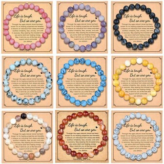 8mm Natural Stone Bracelet With Card, Bestselling Beryl Bracelet, Friendship Bracelet, Gift For Men & Women