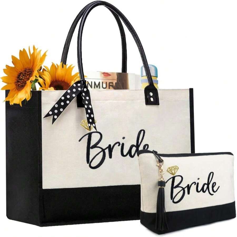 BeeGreen Personalized Tote Bag With Embroidery &Amp; Adjustable Shoulder Strap Beach Bag For Women Initial Jute Tote Bag For Friends Mother Bride Large Teacher Appreciation Gifts L - ColorEE - 查看 1
