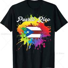 Puerto Rico Flag Best Design Watercolorful O-Neck Cotton T Shirt Men Casual Short Sleeve Tees Tops Harajuku Streetwear - màu đen - Xem 1